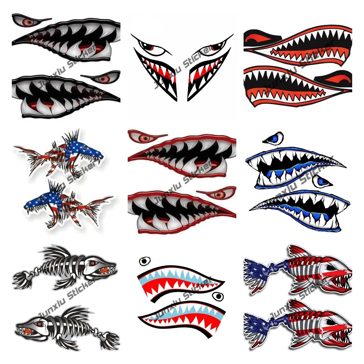 Fishing Kayak Sit On Top - Dinding Seni Warhawk Hiu Harimau Stiker